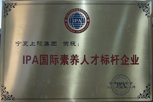 2月2日，宁夏上陵集团荣获IPA国际认证协会颁发的“IPA国际素养人才标杆企业”称号。该荣誉是从2014年度325家企业客户中评选出来的，全国共有4家企业获得。